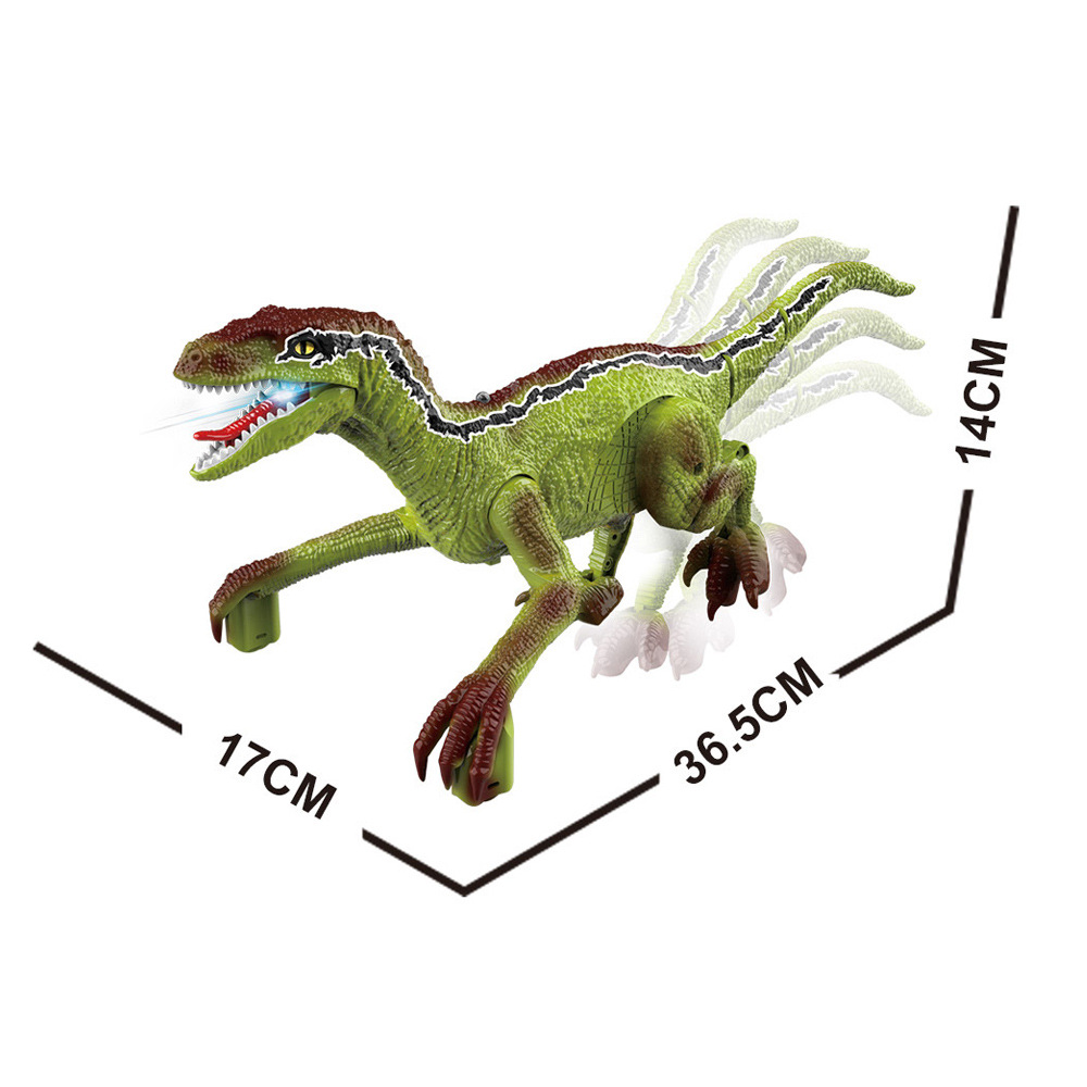 Dinosaur New 2.4G Spray Remote Control Dinosaur 2-Way Simulation Walking Sound Effect Raptor Electric Toy Dinosaur