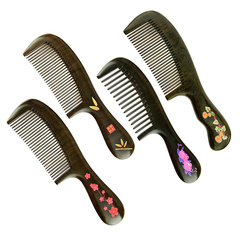 木梳子沉贵宝漆艺梳彩绘梳子粗齿刻字免费批发梳刻logo-阿里巴巴