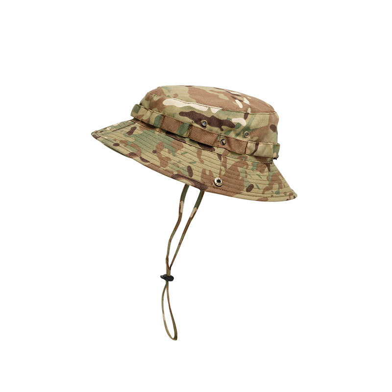 Cross-Border Supply Outdoor Camouflage Bucket Hat Summer Sun Hat Bucket Hat Men's Alpine Cap Fishing Hat in Stock