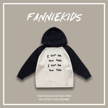 FANNIEKIDS儿童2024春款洋气宝宝针织衫韩版字母刺绣双版男童毛衣