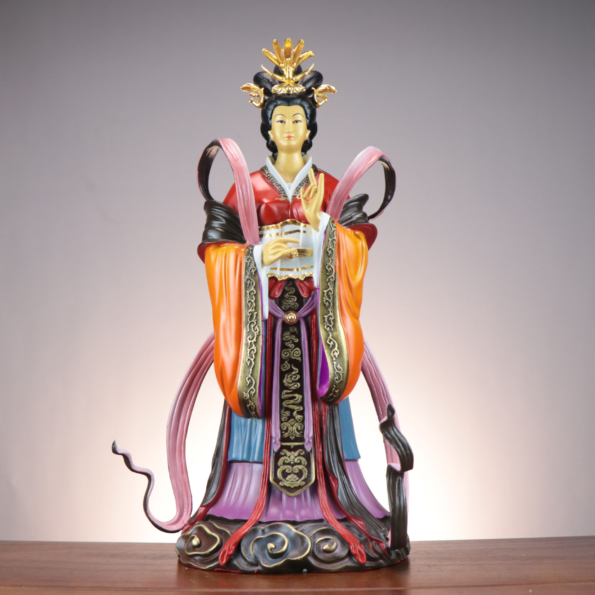 铜泰山娘娘 彩绘碧霞元君 泰山圣母 碧霞元君