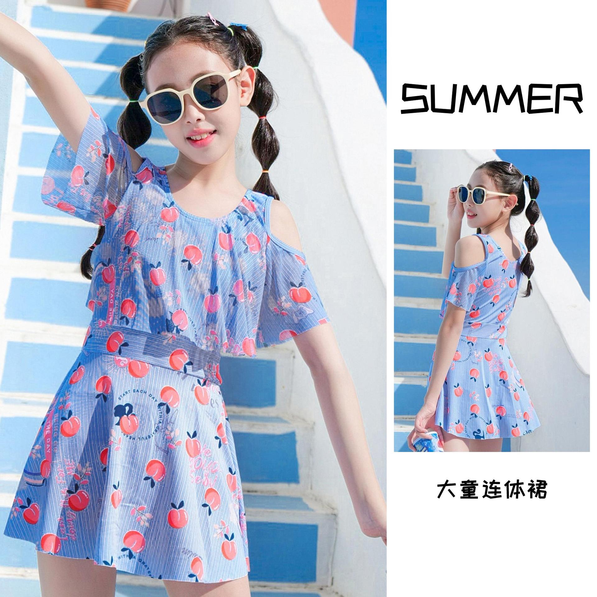 儿童泳衣2023新款女童中大童连体夏季公主裙小学生泡温泉游泳装备