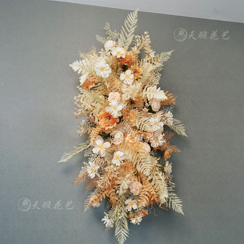 婚庆道具仿真花香槟色套装排花壁挂花牌点花花球花排婚礼花艺装饰