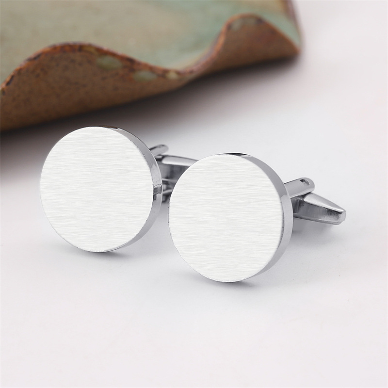 textured round cufflinks taigang brushed matte french style cufflink stainless steel foreign trade men‘s shirt cufflinks