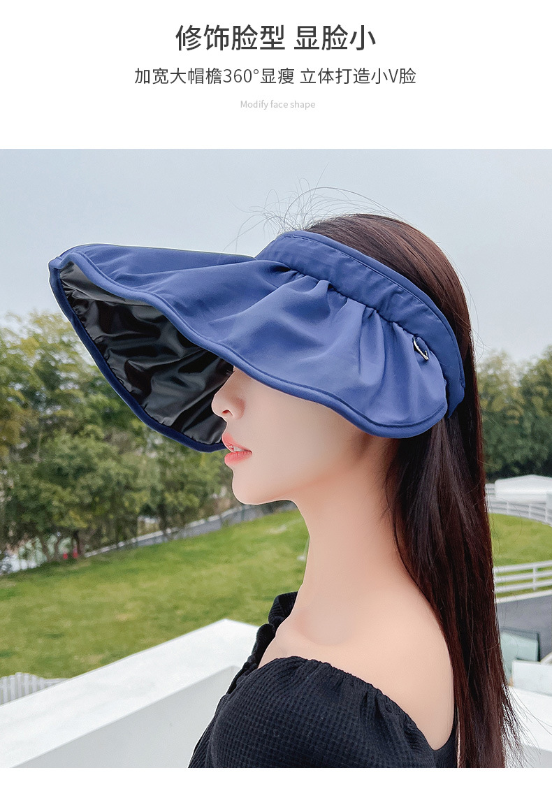 空顶遮阳帽女夏季防紫外线帽子折叠太阳帽夏防晒帽遮脸发箍贝壳帽