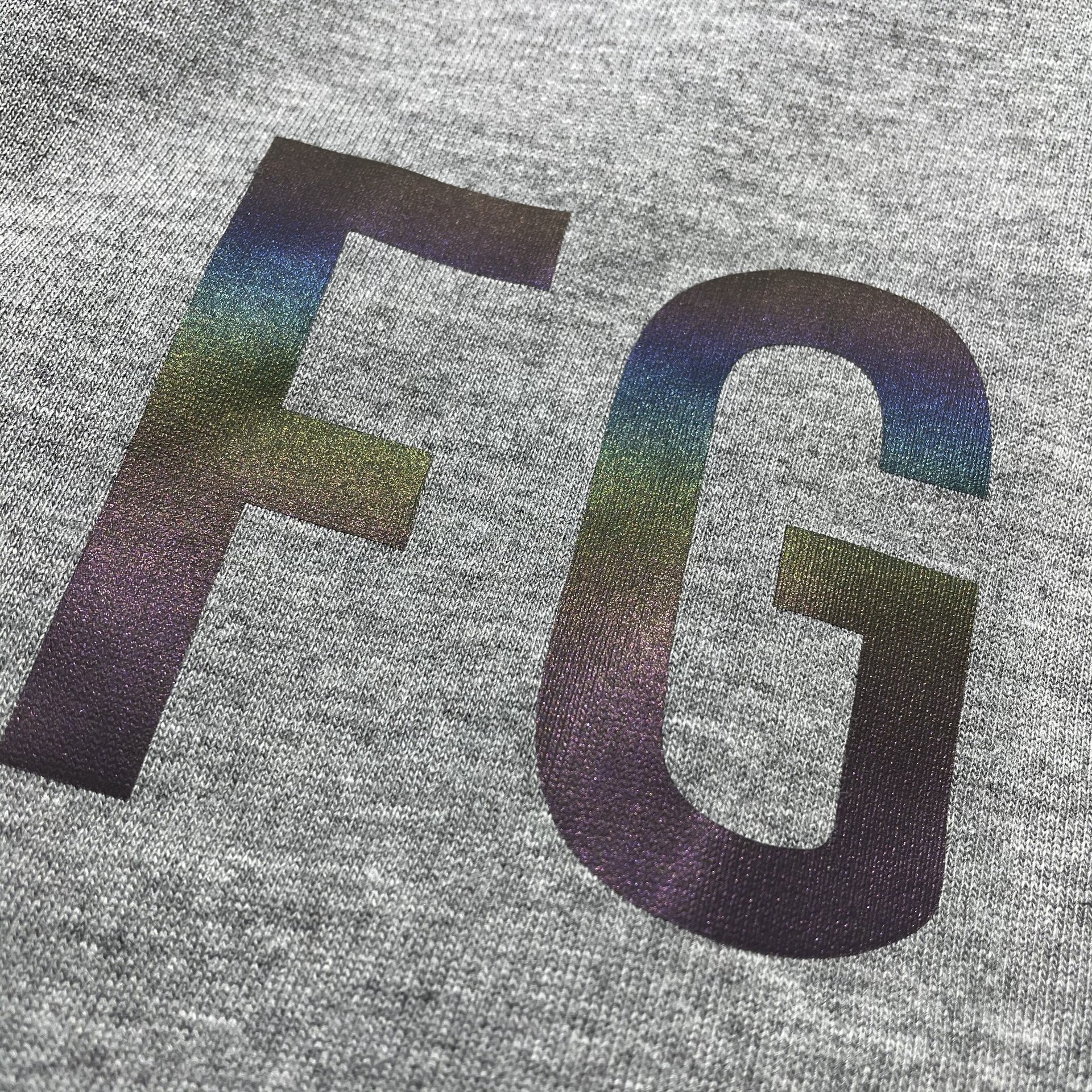 fear of god第六季fg富贵炫彩镭射3m反光字母印花高街fog短袖t恤