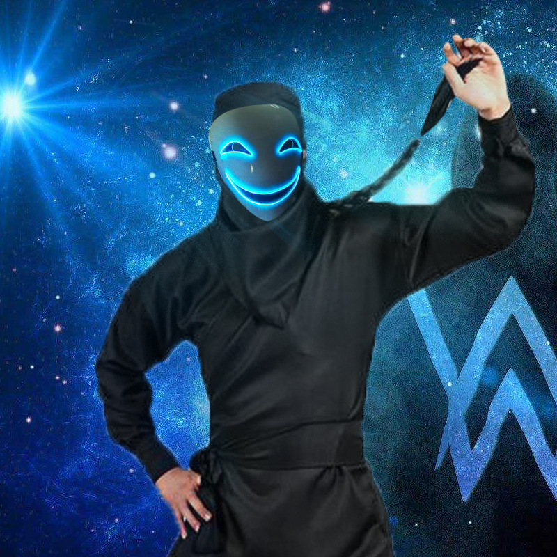 led发光漆黑的子弹蛭子影胤面具装扮鬼脸发光小丑塑料黑之契约者