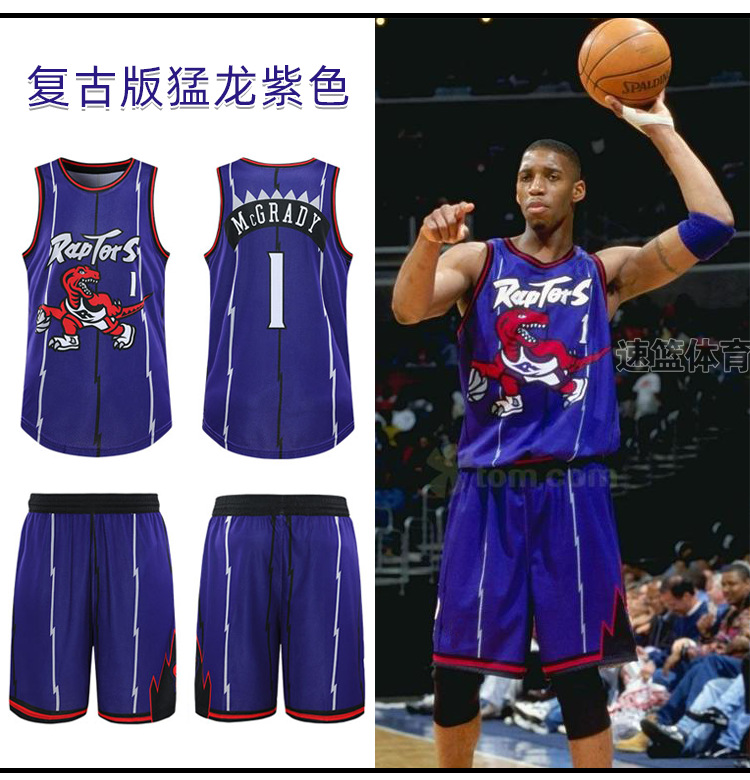 麦迪球衣1号猛龙卡特复古魔术队球裤美式篮球服套装男背心夏球裤