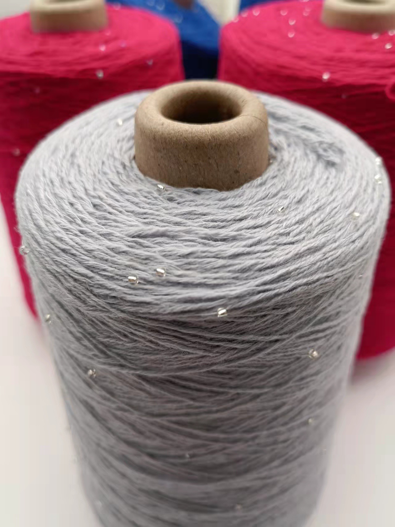 新型花式纱 珠子羊绒纱 透明珠子羊绒纱 彩色珠子毛线团 手工编织