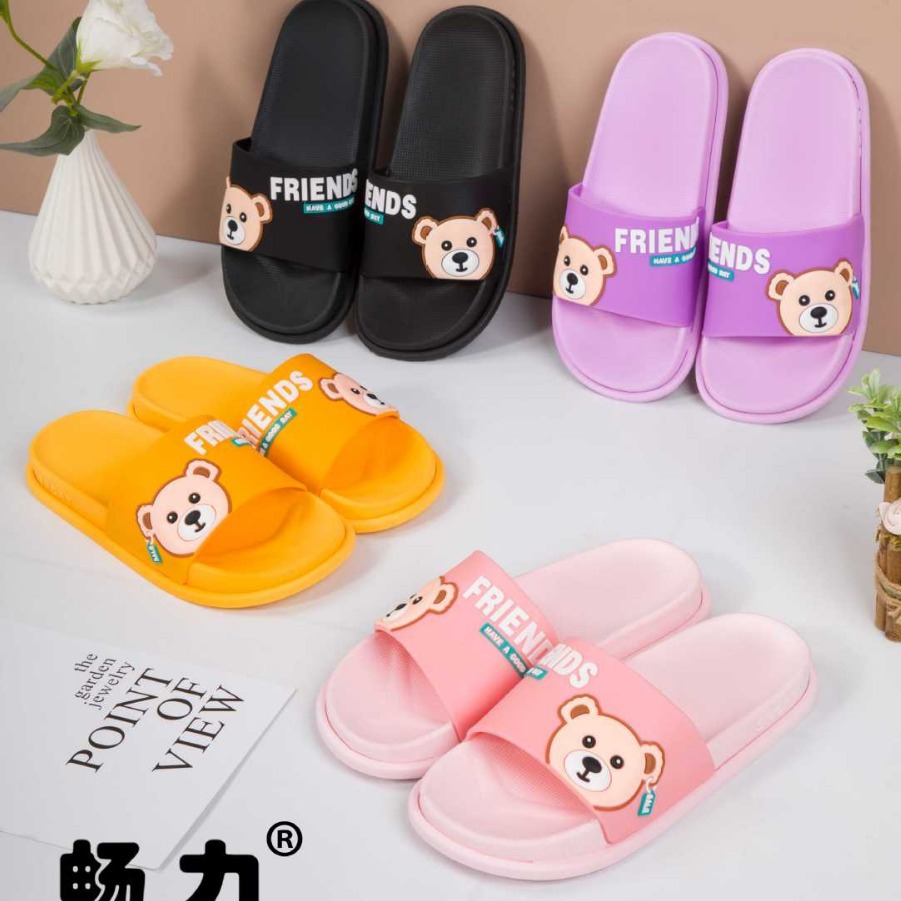 畅力新款情侣款女拖鞋滴塑帮面一字拖时尚百搭女士家居鞋工厂批发