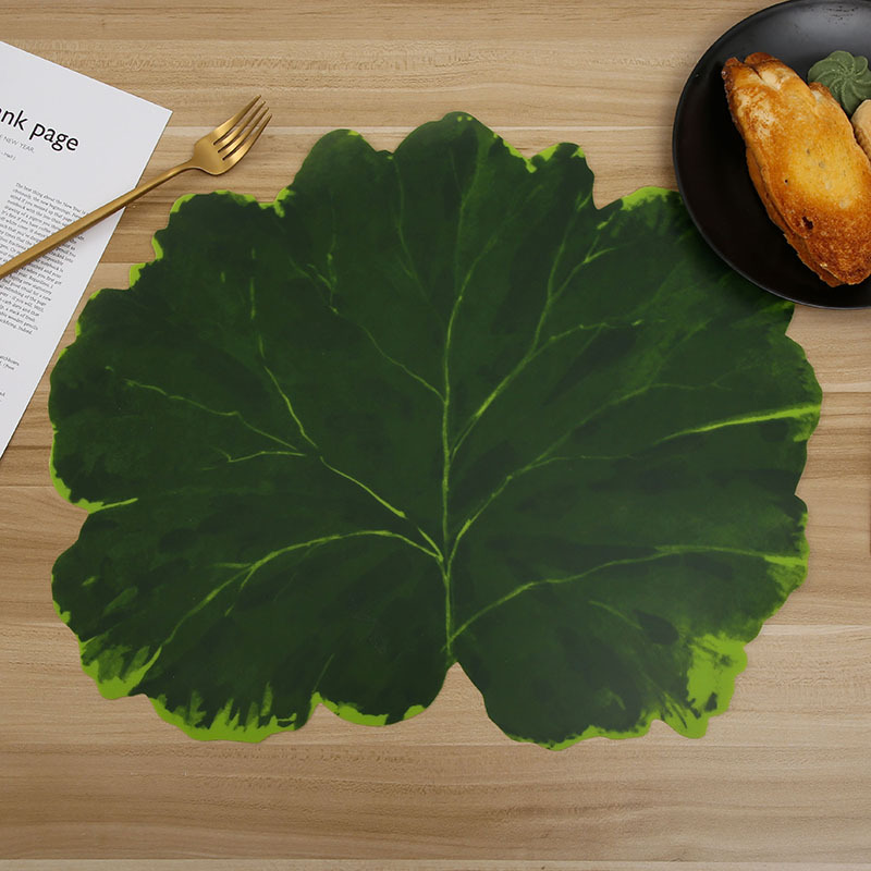 Spring New Imitate Leaves Placemat Begonia Leaf Non-Slip Oil-Proof Dining Table Cushion