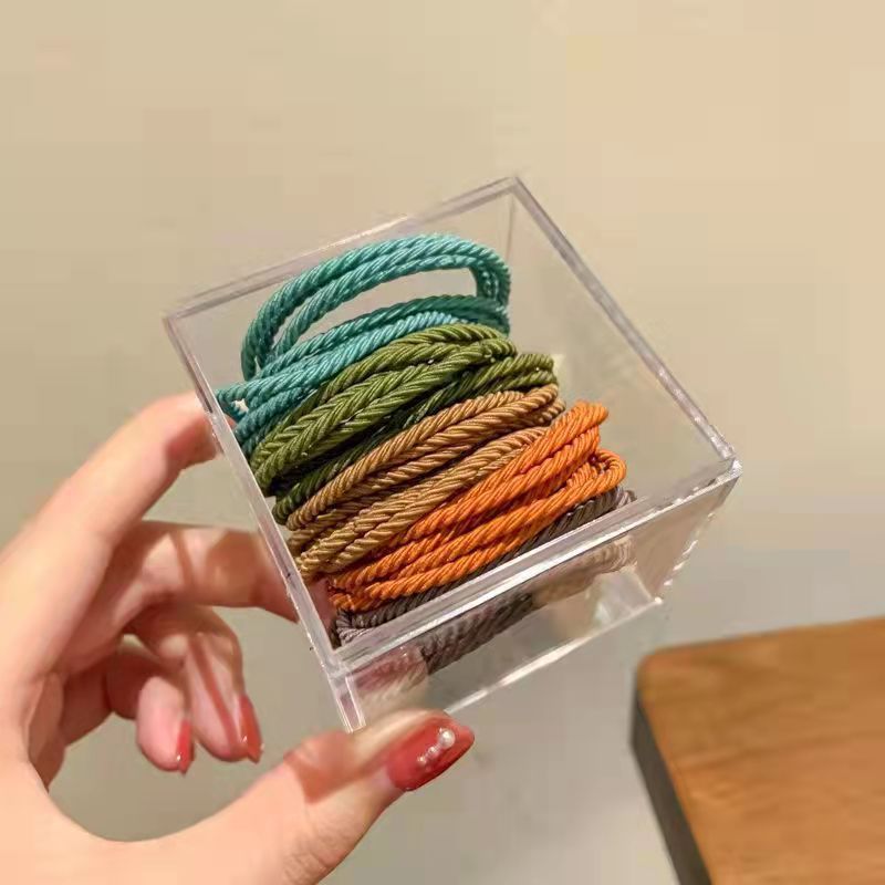 New 50 Boxed Gradient Color High Elastic Hair Band Simple Hair Band New Rubber Band Hair-Binding Head Rope