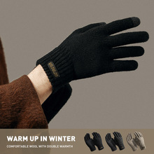 羊毛羊绒针织手套男女冬季保暖防寒加绒加厚骑行防风可触屏玩手机