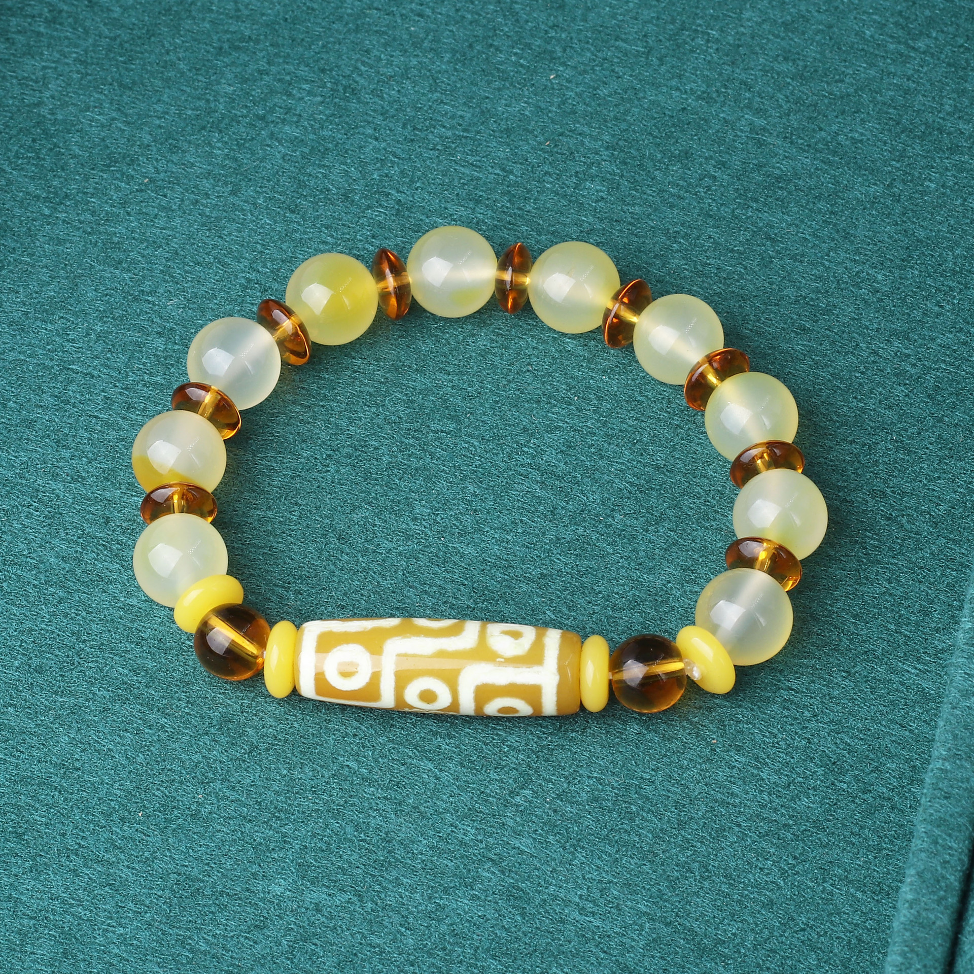 绿玛瑙天珠手串 老玛瑙复古民族风玉髓手链手饰批发南红串珠复古_义乌