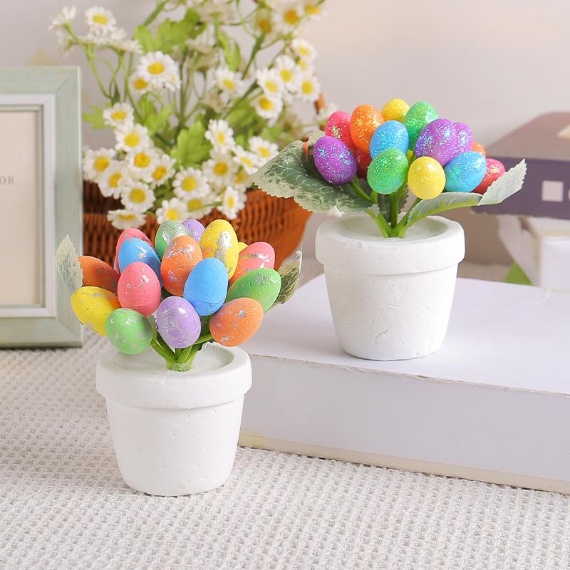 Cross-Border Easter 12cm Egg Pot Creative Spot Egg Flower Pot Outdoor Garden Easter Decorations in Stock