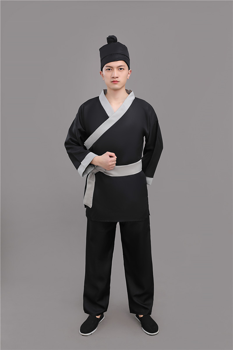 新款店小二平民古装演出成人汉服男农夫家丁仆人书童茶艺馆工作服