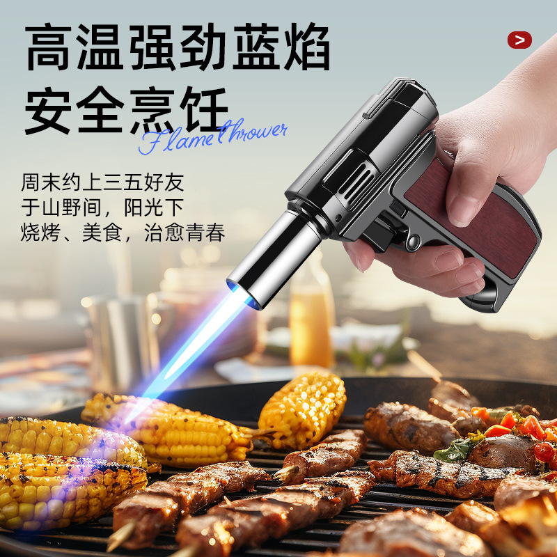 Lengthened Large Flame Spray Gun Welding Gun Lighter Direct Punching Windproof Outdoor Barbecue Multi-Purpose Burning Torch 1300 ℃