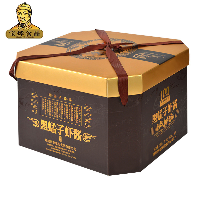 黑蜢子虾酱宝烨山东正宗虾酱即食海鲜拌饭酱下饭菜500gx3坛礼盒装