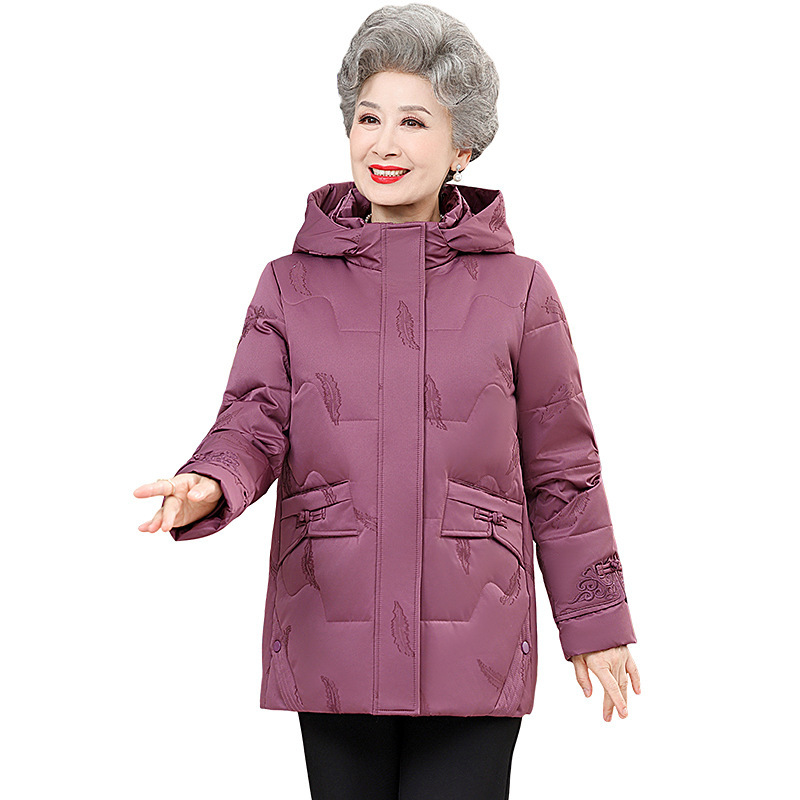 中老年人羽绒服女短款妈妈冬季加厚大码老人60岁70奶奶80太太外套