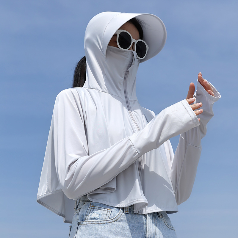 Summer Sun Protective Clothes Uv Protection Ice Silk Outdoor Big Brim Coat Cloak Breathable and Loose Women's Sun Protection Clothing