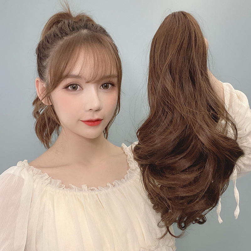 假发马尾梨花卷马尾假发女短款高马尾辫子卷发自然仿真发尾假马尾