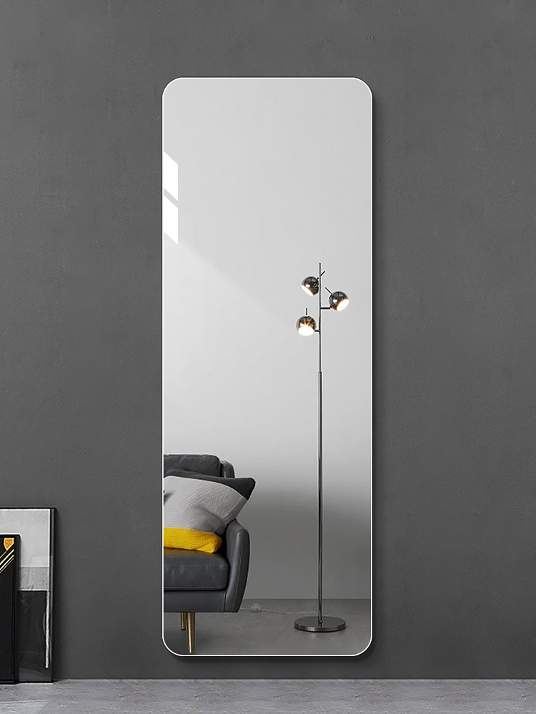 无框穿衣镜壁挂贴墙自粘全身镜子挂墙落地家用衣柜玄关试衣镜