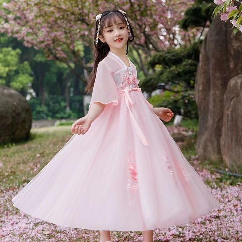 汉服儿童女超仙古风儿童中国风秋季连衣裙小女孩古装唐装裙子夏装