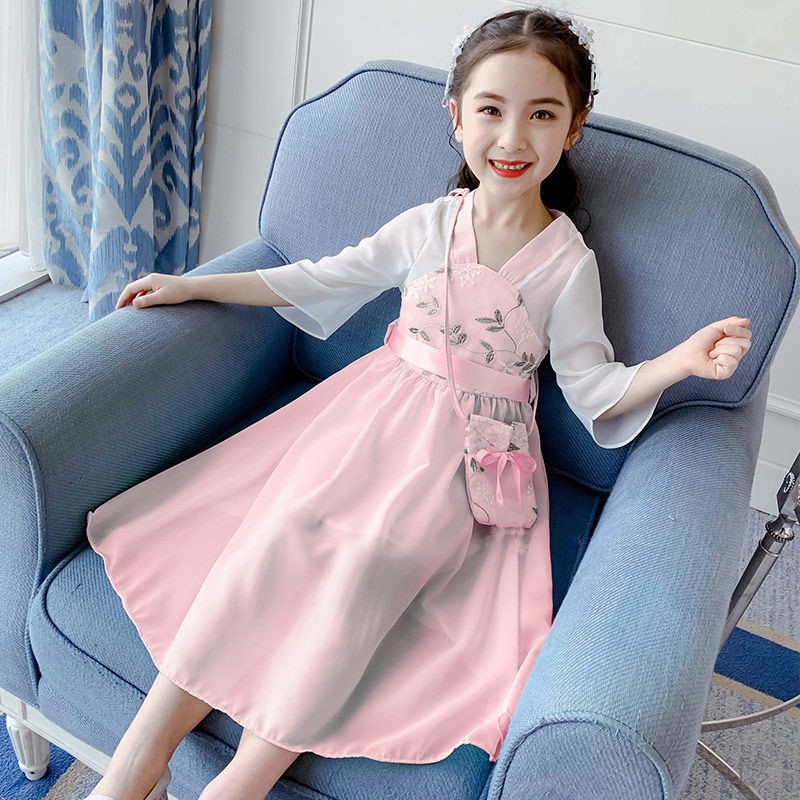 儿童汉服女童连衣裙儿童裙子大童女装风童装春夏装裙子12岁