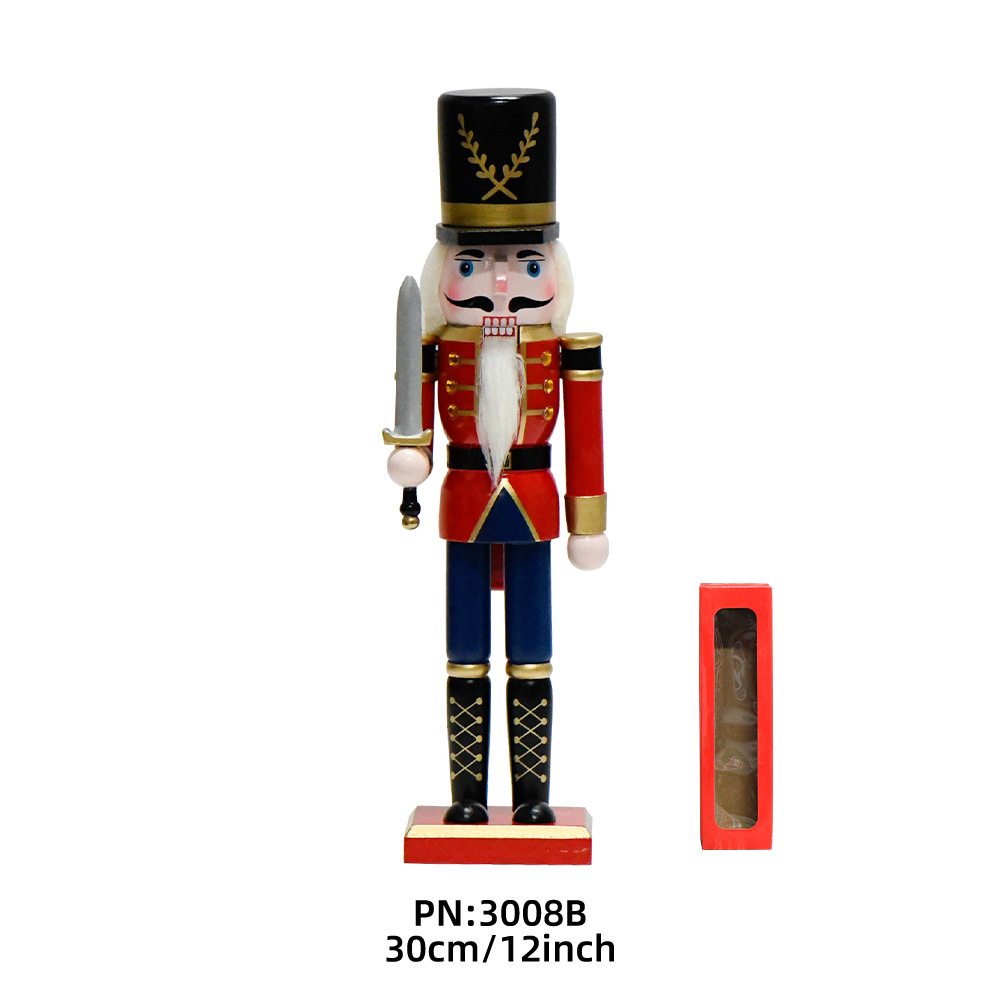 23 New 30cm Nutcracker Puppet Tin Soldier Doll Soldier Wood Nutcracker Foreign Trade in Stock Christmas Small Ornaments