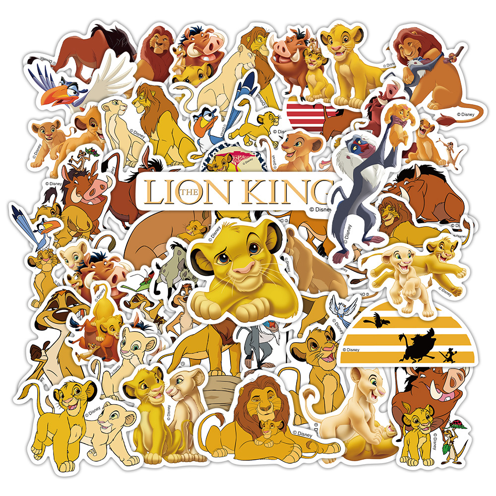 50张卡通狮子王动物儿童贴纸动漫行李箱文具手账自行车sticker