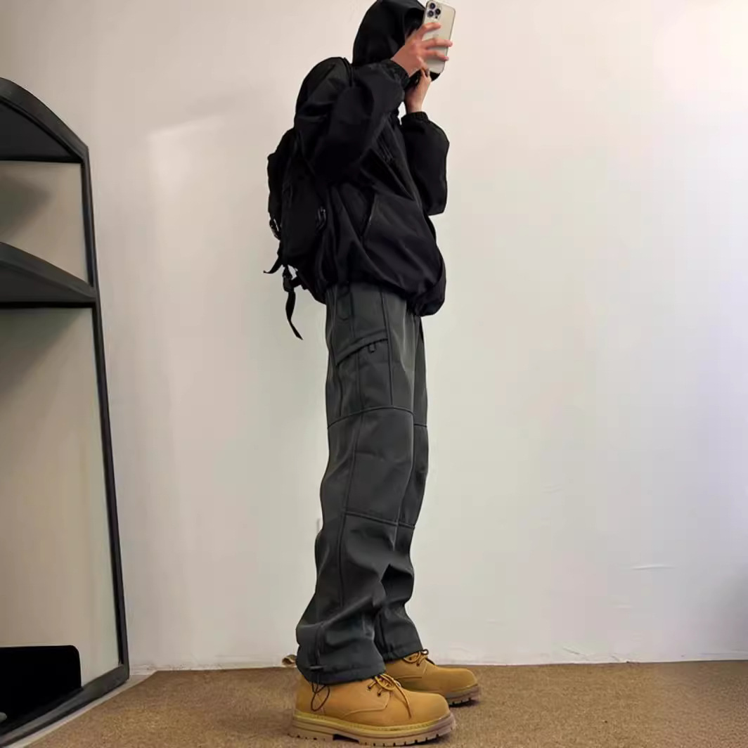 美式防水冲锋休闲裤男款春秋季新款搭配马丁靴穿的裤子伐木工装裤