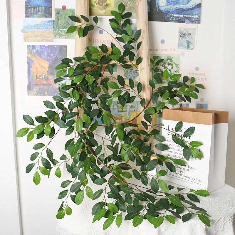 仿真茶花藤 亚马逊绿植冬青叶家居墙挂装饰藤蔓人造仿真树叶藤条