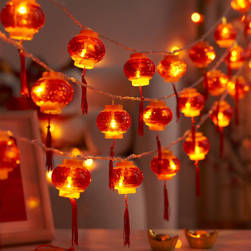 New Year LED Lantern Small Colored Lights Spring Festival Dress up Red Lantern Flashing Light String Light Chinese New Year Celebration Joyous Decoration Chinese Knot