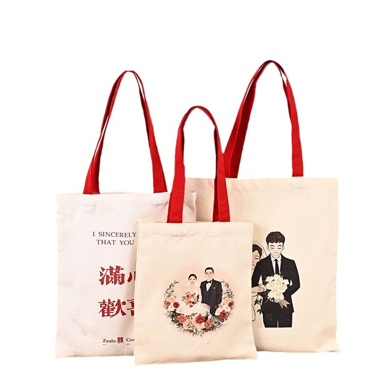 Portable Canvas Bag Logo Factory Wholesale Spot Blank Student Shoulder Canvas Bag Shopping Bag Advertising Cotton Bag
