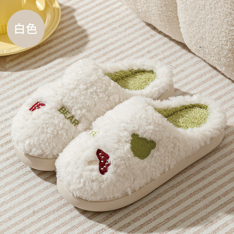 Autumn and Winter Cotton Slippers Female Couple Indoor Household Non-Slip Thick Bottom and Warm Keeping Confinement Shit Feeling Velvet Male