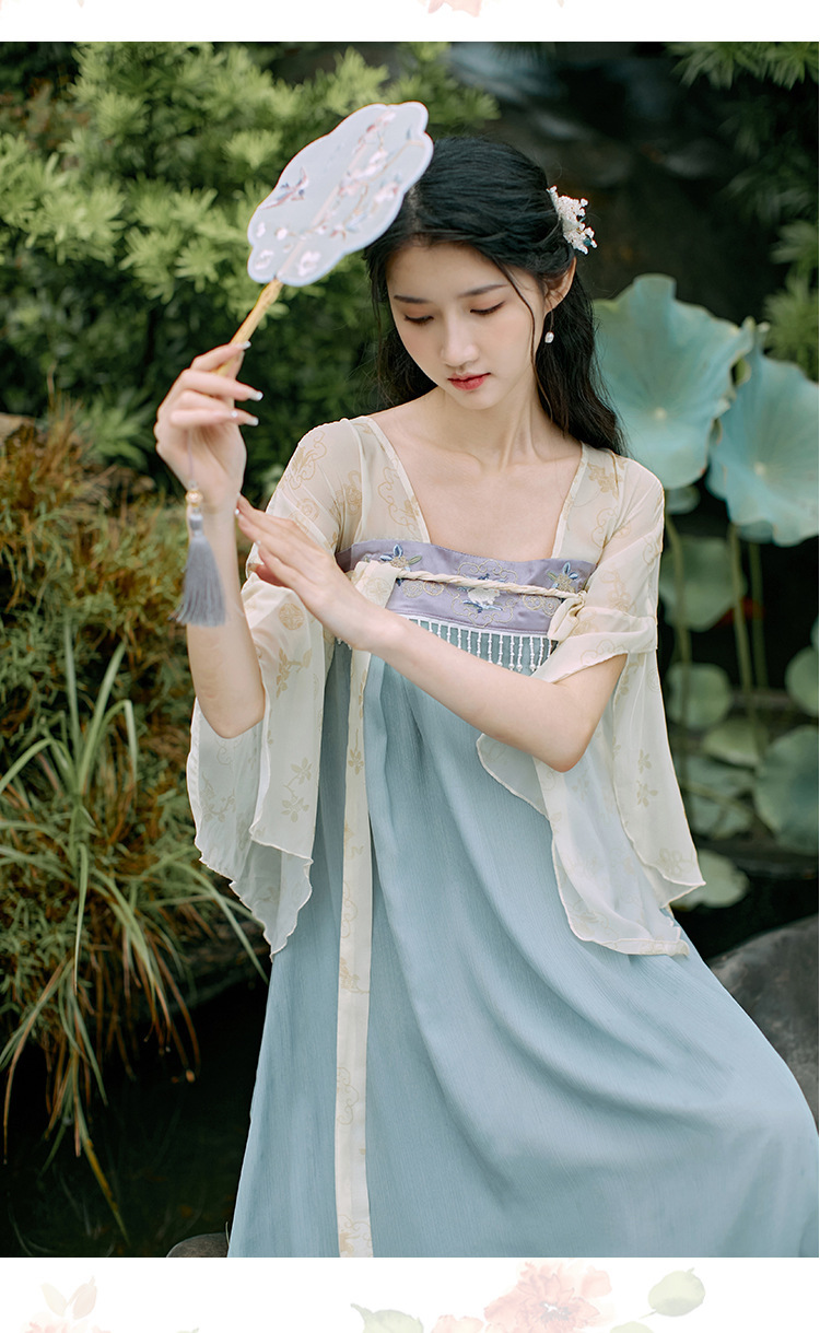 改良汉服连衣裙女成人古装秋季新款 珍珠流苏刺绣汉元素一体裙子