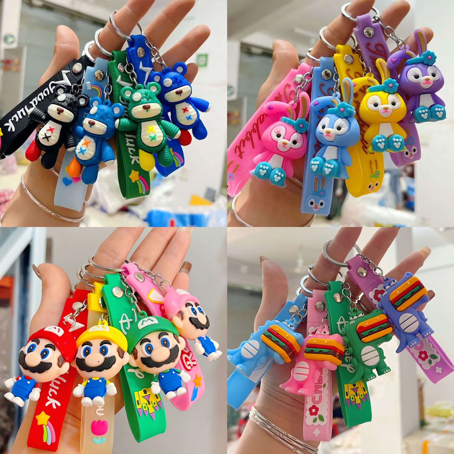 Trending Cartoon Sanrio Tigger Spaceman Keychain Cars and Bags Pendant Push Small Gift Wholesale