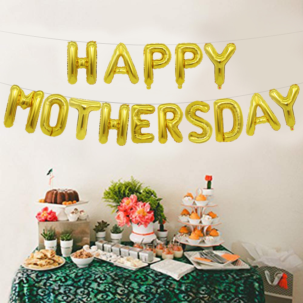 16寸happy mothers day英文字母套装 母亲节快乐派对装饰布置气球