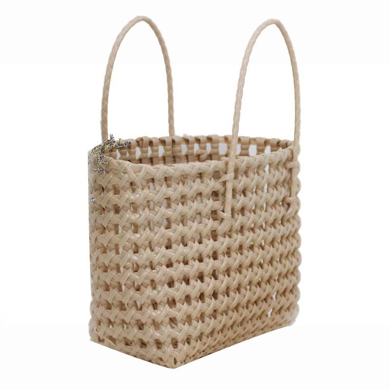 Wholesale Women's Plastic Woven Bag Hollow Basket Knitted Basket Hand Bag Portable Large Capacity Vegetable Basket Bag