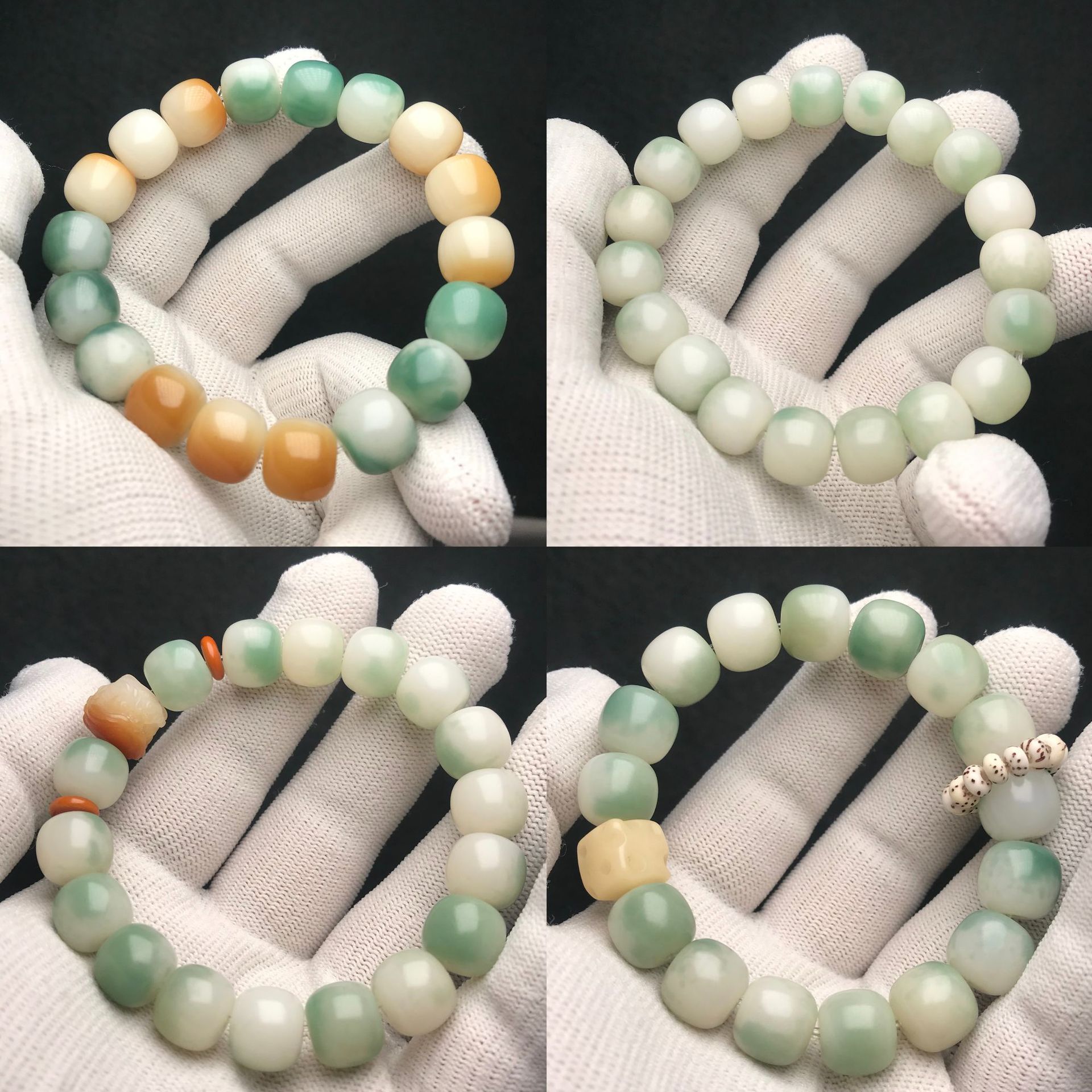 High-Profile Figure Bodhi Bracelet Green Cloud Sea Green Floating Caramel Xingshi Cheese Collectables-Autograph Rosary Charcoal Pliable Temperament