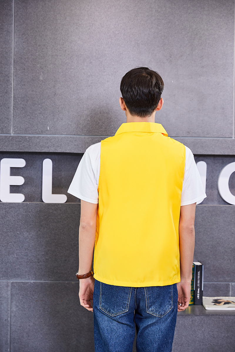 冬季民族风纯色黄色马甲v领加厚宽松型休闲拉链四季工作服