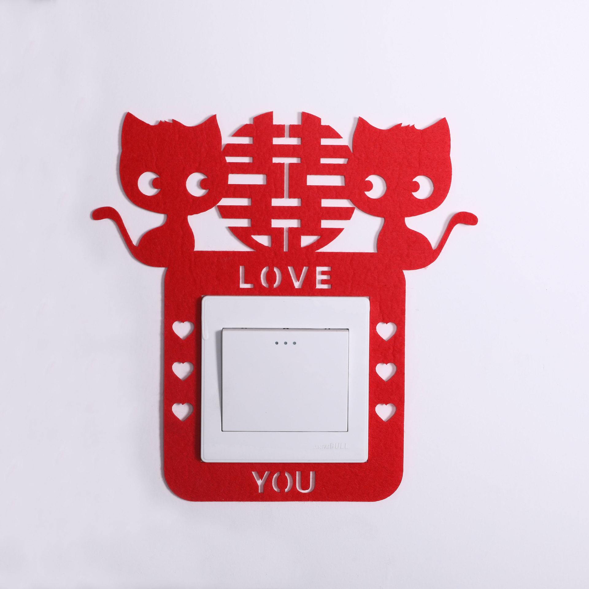 结婚创意镂空毛毡开关贴插座贴保护套墙贴无纺布开关墙贴婚庆用品