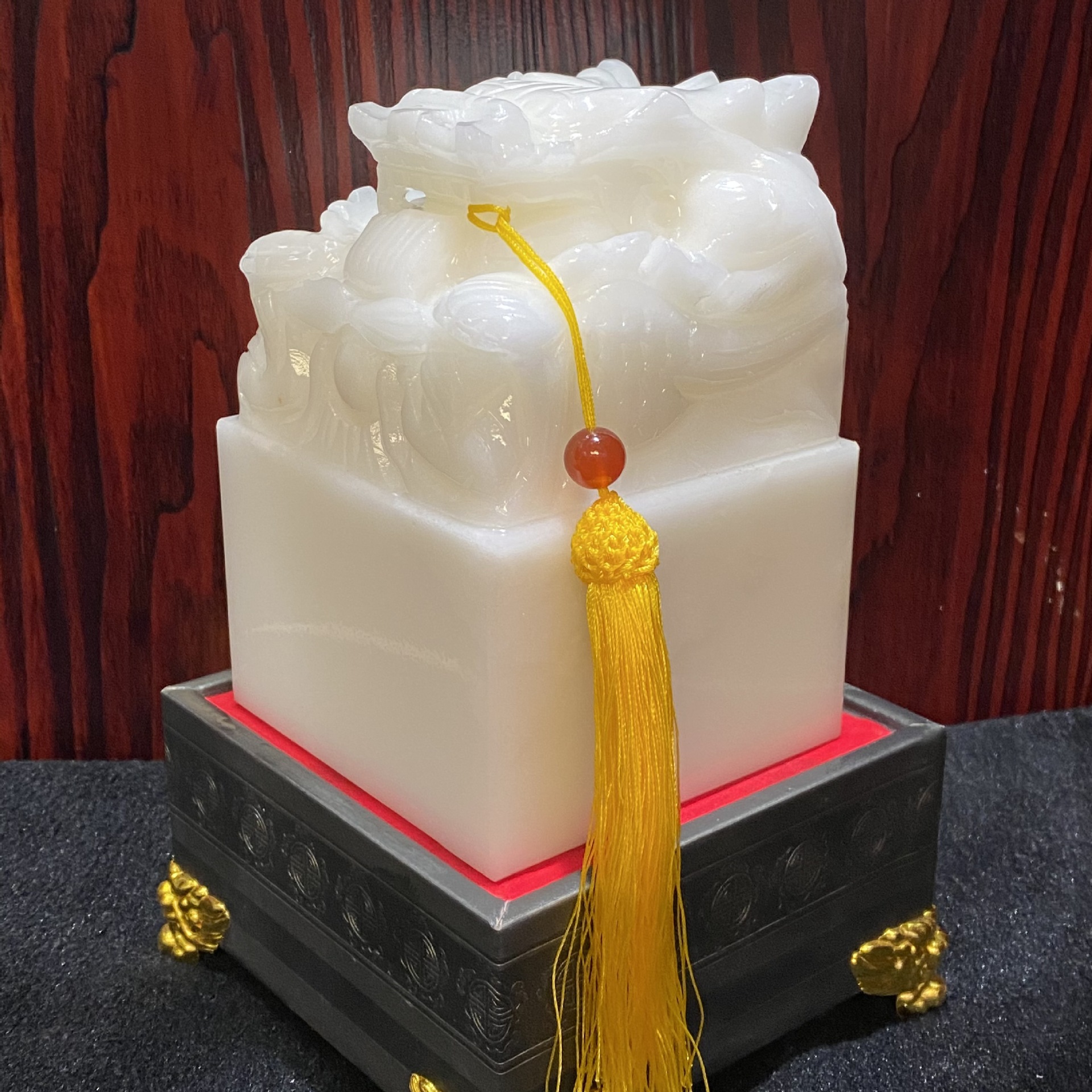 真玉石印章 白玉龙头玉玺雕刻工艺品商务礼品摆件刻字书画纪念品