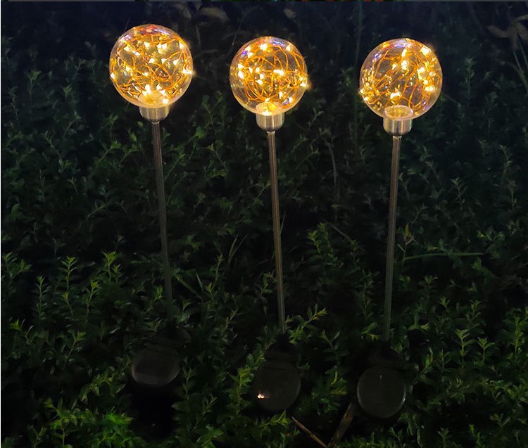 网红景点草皮装饰草丛太阳能发光灯圆球泡泡芦苇灯草坪景观插地灯