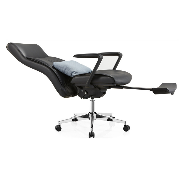 人体工学可躺办公椅 皮质旋转午休升降脚托老板商务弓形电脑椅