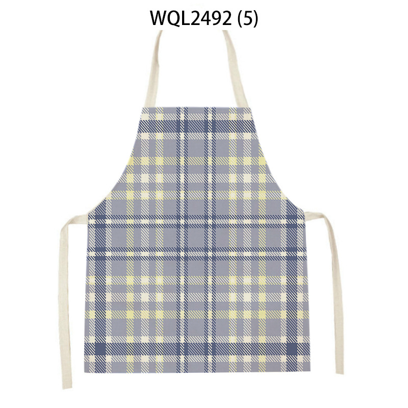 Halter Linen Sleeveless Apron Japanese Style Home Kitchen Antifouling Apron Simple Line Work Half-Length Apron Wholesale