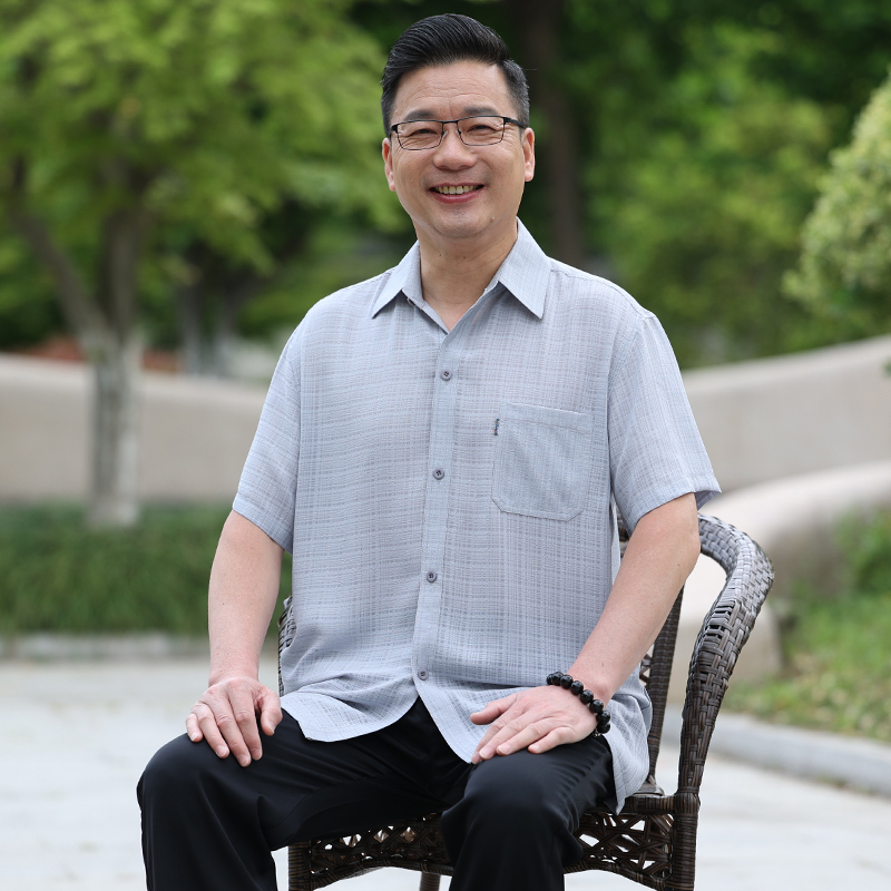 唐装男中老年爸爸夏装短袖老年人男士t恤衣服爷爷夏季套装衬衫款 图片