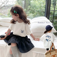 男女童宽松白色短袖儿童百搭卡通小熊印花T恤韩版宝宝半袖上衣潮