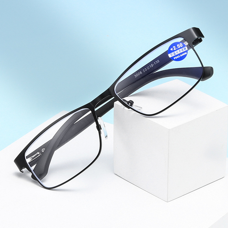 New Anti-Blue Light Reading Glasses for the Elderly Glasses Fashion Reading Reading Reading Glasses Metal Optical Frame Glasses 3008