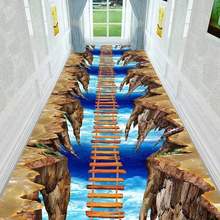 现货3D视觉印花地毯宾馆走廊迎宾卷材地毯酒店过道长条地垫可裁剪
